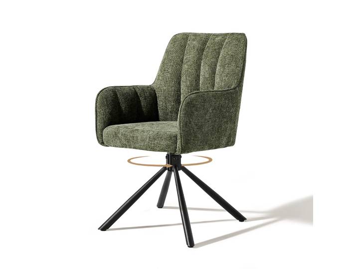 360 ° Fauteuil pivotant en tissu avec pieds en métal, fauteuil d'appoint rembourré