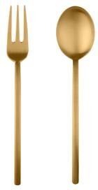 Mepra Stainless Steel w/PVD Titanium Coating Due Ice Oro Serving Set (Fork and Spoon)