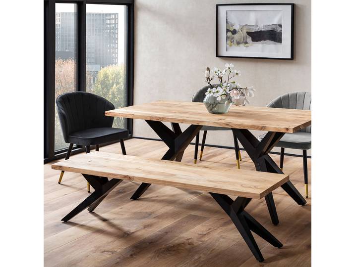 Banc en bois massif Loewen 160cm Marron