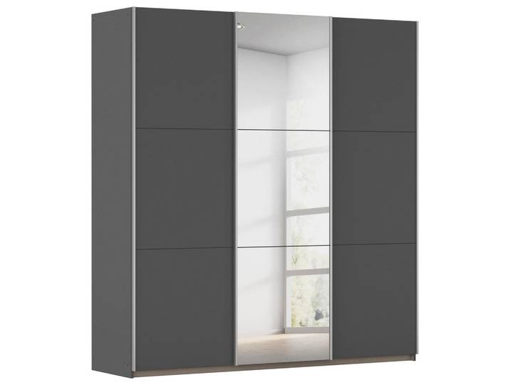 Rauch Möbel Schwebetürenschrank, Grau, Holzwerkstoff, 3 Fächer, 196x210x59 cm, In verschiedenen Grössen erhältlich, Schrankfront mit Spiegel, Schlafzimmer, Komplette Schlafzimmer und Serien, Schlafzimmerserie