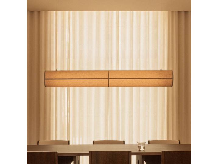 Suspension Hashira Linear, couleur naturelle, longueur 140 cm - Audo Audo Copenhagen - Salle à manger - Tissu / textile - Cylindrique