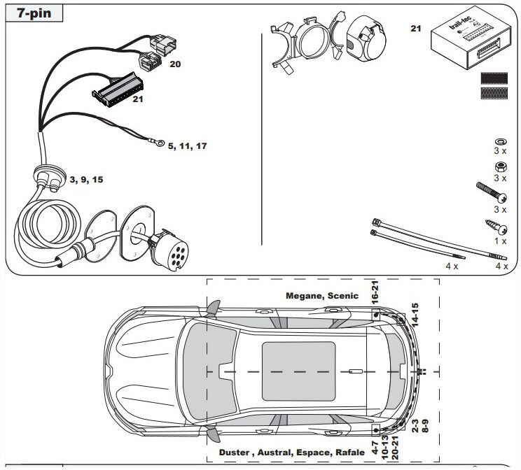 FAISCEAU SPECIFIQUE 7 BROCHES POUR RENAULT MEGANE E-TECH (12/21-)