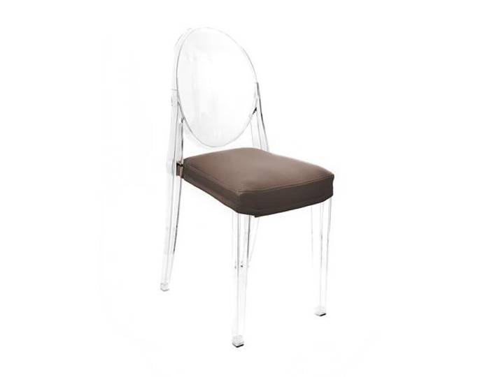MYAREADESIGN set de 4 chaises KARTELL VICTORIA GHOST avec coussins IL CUSCINO (Marron cod. 06 - Eco-cuir Greta)