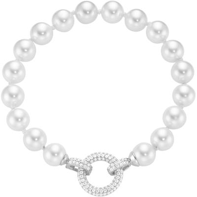 Perlenarmband FIRETTI "Schmuck Geschenk Silber 925 Armschmuck Armband Armkette Glitzer", weiß (silberfarben, kristallweiß, weiß, kristallweiß), Armbänder, Damen, 19cm, Baumwolle Perlen Silber 925 (Sterlingsilber), Baumwolle, Perlen, Silber 925...