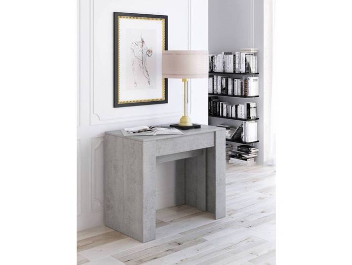 Table console à rallonge Dpanozz - Dmora - Melaminè - Ciment 90x51h78 cm