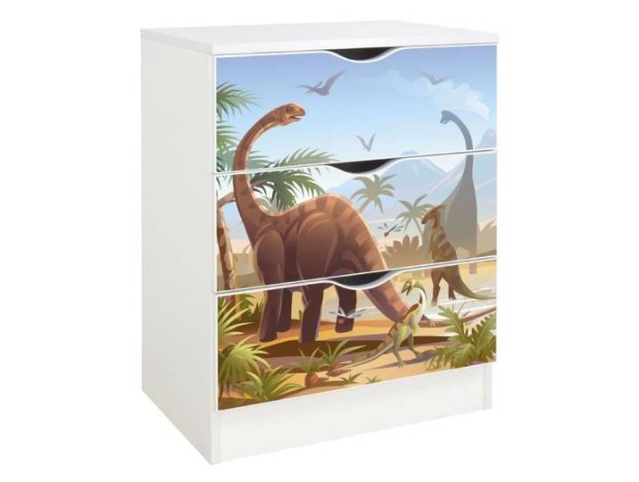 Commode blanche avec les tiroirs 246238JUR Roma /motif Jurassic