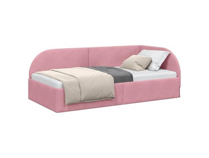 PUGYNBK Eckbettgestell in Rosa, 90 x 200 cm, Samt Verstellbares Kopfteil, Sperrholz, Reinigung mit trockenem Tuch, doppelte Verwendung des Schlafsofas