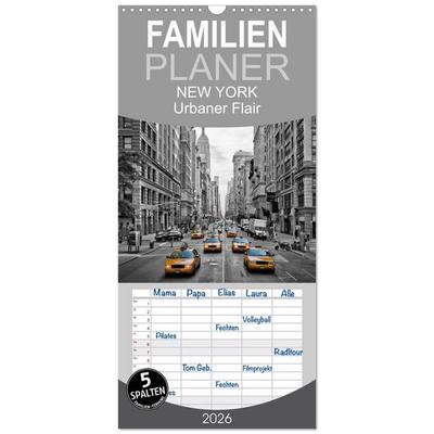 Familienplaner 2026 - NEW YORK Urbaner Flair mit 5 Spalten (Wandkalender, 21 x 45 cm) CALVENDO