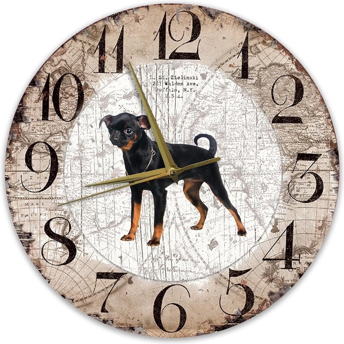 Houten Klok Hond Petit Brabancon - 30 cm