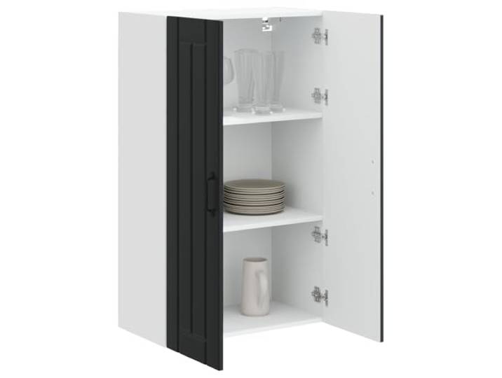 KTHLBRH Wandschrank Lucca Schwarz 60 x 31 x 100 cm Technisches Holz, modernes Design, robuste Struktur, für die Küche