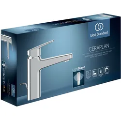 Ideal Standard Ceraplan Einhebel-Waschtischarmatur, Version H60, mit Ablaufgarnitur, EasyFix+-Befestigung, chrom, BD273AA