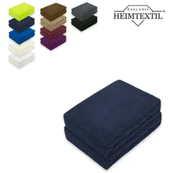EXKLUSIV HEIMTEXTIL Doppelpack Frottee Spannbettlaken Premium Navyblau 120 x 200 cm