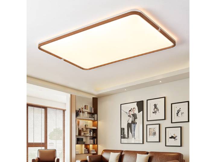 Nordique Ultra-mince chambre plafonnier en bois massif salon circulaire moderne salon couloir balcon LED luminaire