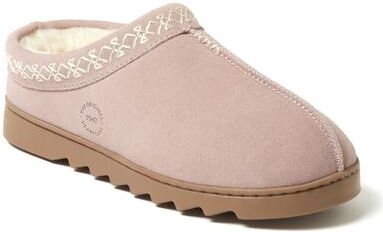Women's Doreen Genuine Suede Clog with Embroidery by Dearfoams in Dusty Pink (Size 8 M)