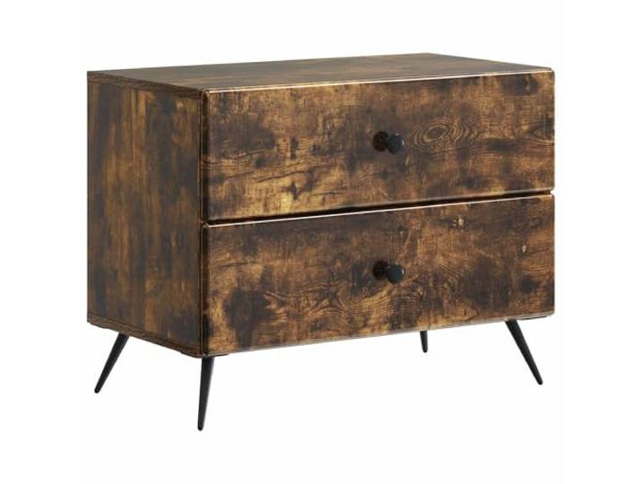 Coespram Nachttisch Geräucherte Eiche 62x34,5x47,5 cm Holzwerkstoff Kompakte Kommode für Schlafzimmer und Wohnzimmer mit viel Stauraum für Ablage und Ordnung im modernen Design.