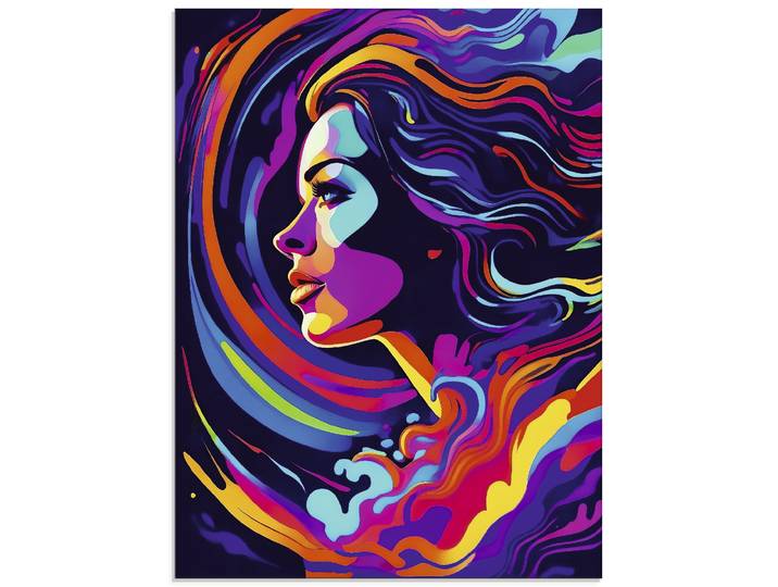 Glasbild ARTLAND Frau in bunten Farben , bunt (farbe bild(er): farbig), B:45cm H:60cm, Bilder, Glasbild, in verschiedenen Grössen