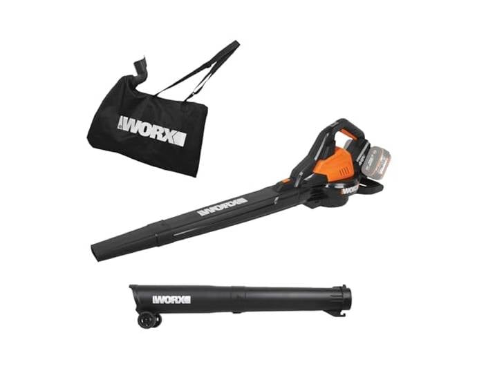 WORX Aspirateur-Souffleur Brushless 40V WG583E.9 Fonction 2-en-1\, vitesse jusqu'à 335 km/h\, harnais\, sac collecteur et compatible PowerShare