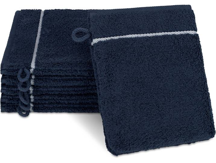 Waschhandschuh ROSS Überkaro 9032 , blau (nachtblau, weiß), B:12cm L:20cm, Frottier, Frottier, Handtücher, Waschhandschuh, 100% Baumwolle, made in Germany