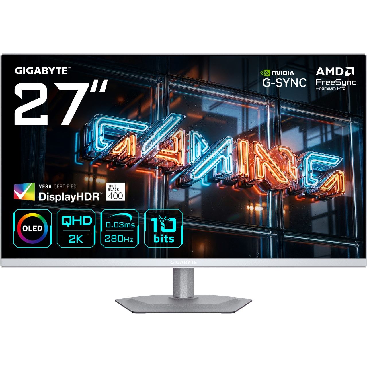 27" (68,58cm) Gigabyte MO27Q2A ICE weiß/silber 2560x1440 1xDisplayPort 1.4 / 1x USB-C mit Displayport / 2x HDMI 2.1
