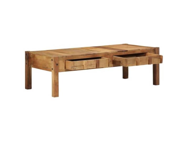 KTHLBRH Couchtisch braun 110 x 54 x 35 cm Massives Recyclingholz, 2 Schubladen, Fächer, Verwendung im Innenbereich, einfache Montage