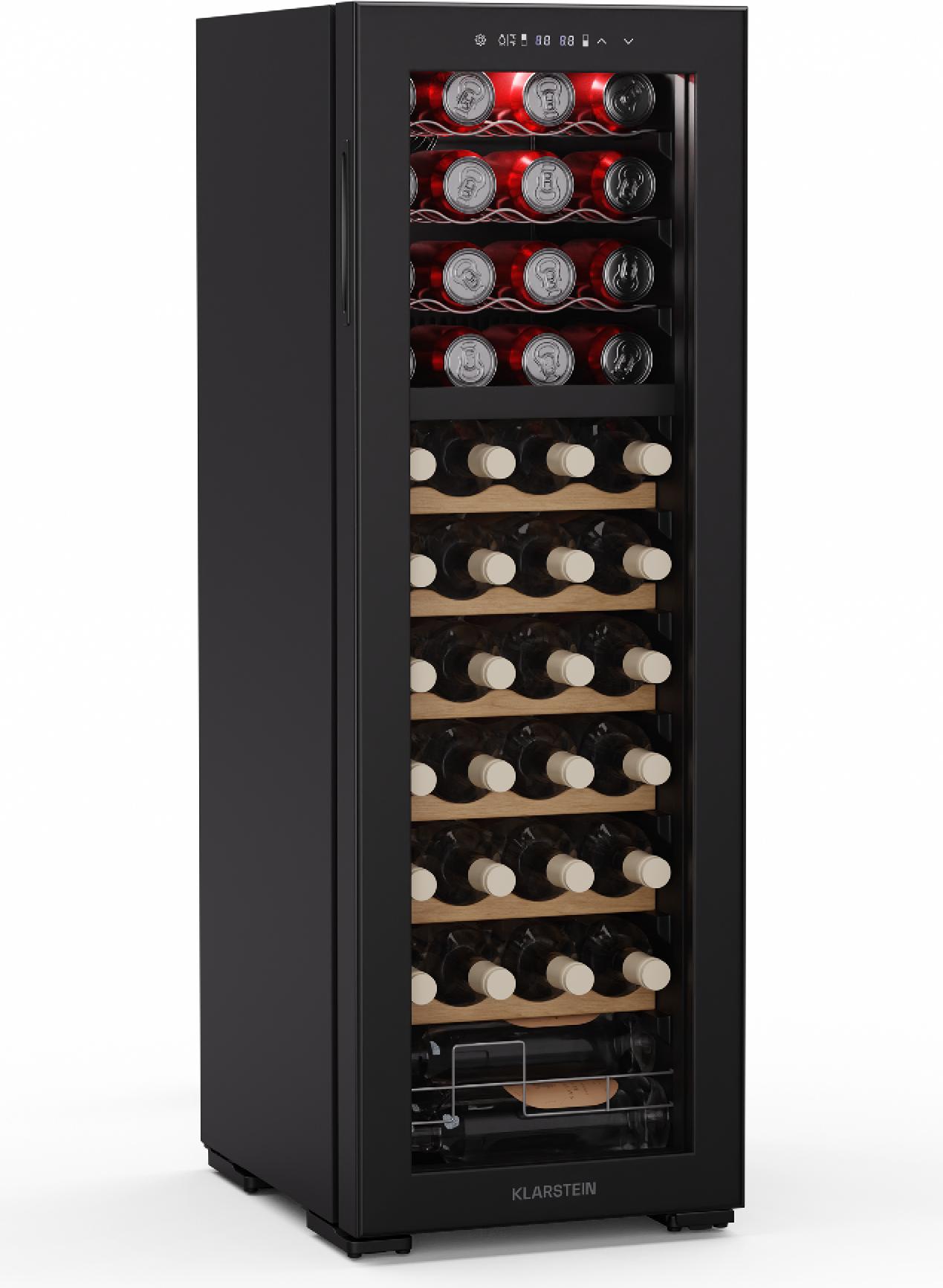 Klarstein Bovella 44 Duo+ Weinkühlschrank - 44 Flaschen, 2 Zonen, 5-18°C, Touch-Bedienung, LED-Beleuchtung, UV-Schutz, freistehend, Weinklimaschrank
