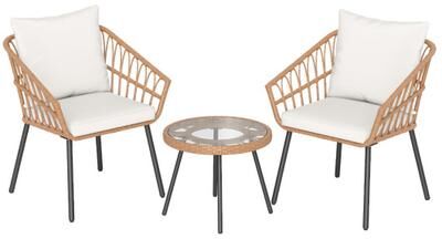 Costway 3 Piece Patio Bistro Set with Heavy Duty Metal Frame-Beige