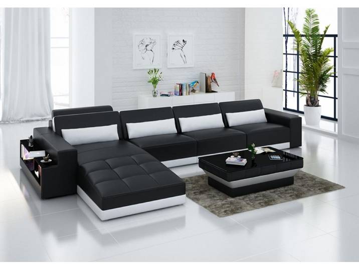 Xlmoebel Ecksofa Modernes Ledersofa mit USB-Anschluss für stilvolles Wohnen, Ecksofa, Hergestellt in Europa