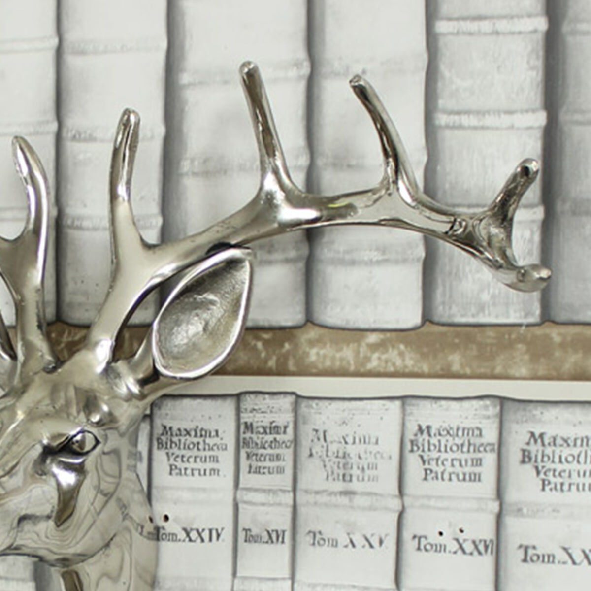 Silver Metal Stags Head 38cm x 25cm Metal