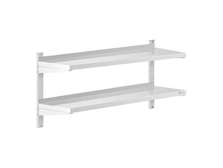 Royal Catering Wandbord, 2 Ablagen, 40 x 120 cm, Edelstahl Edelstahlregal, 120 cm breit, 40 cm tief, 3,5 cm hoch