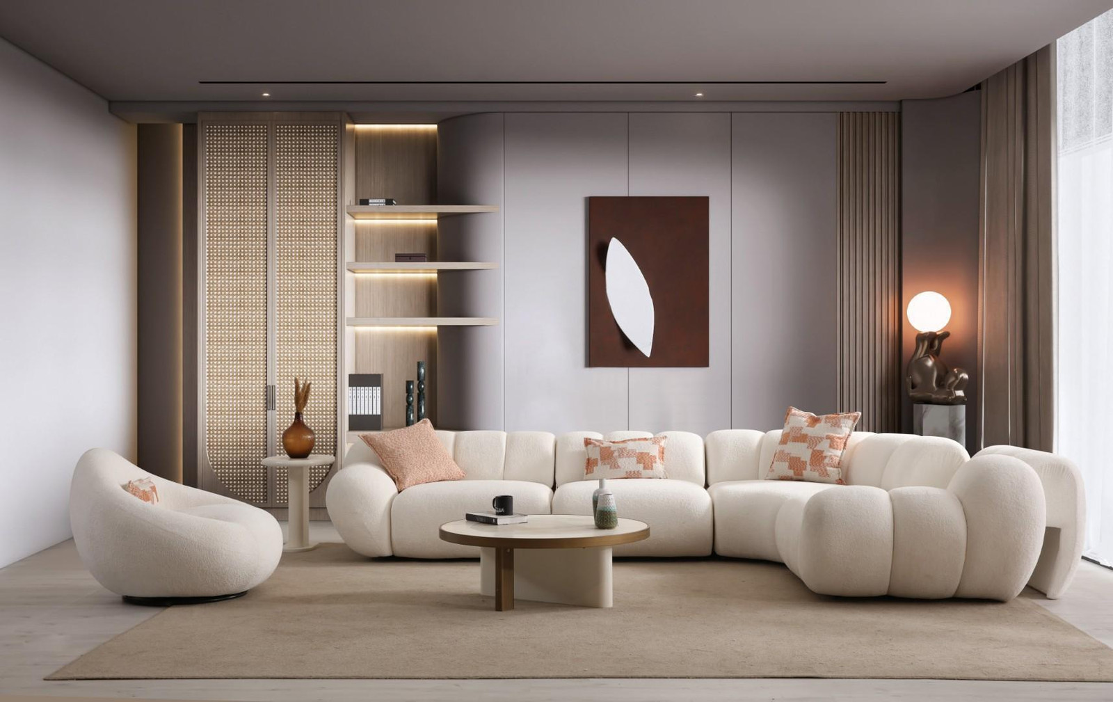Woonkamer Set met Stijlvolle Hoekbank, Fauteuil en Salontafel