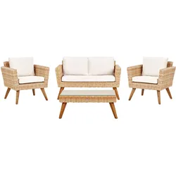 LOUNGE-SET 4-Sitzer PE Rattan Cremeweiß Vittoria