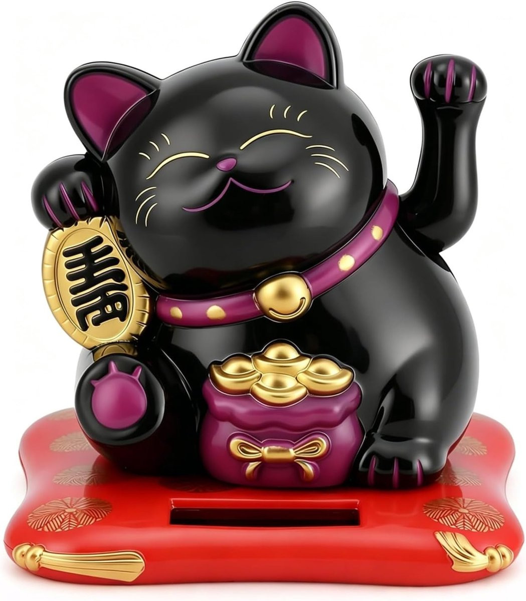 Zonnige Maneki Neko Gelukskat met Beweegbare Arm voor Feng Shui en Decoratie