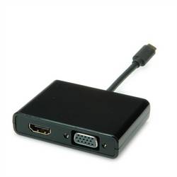 SECOMP STANDARD Display Adapter USB Typ C - VGA+HDMI, schwarz, 0,1 m S3250