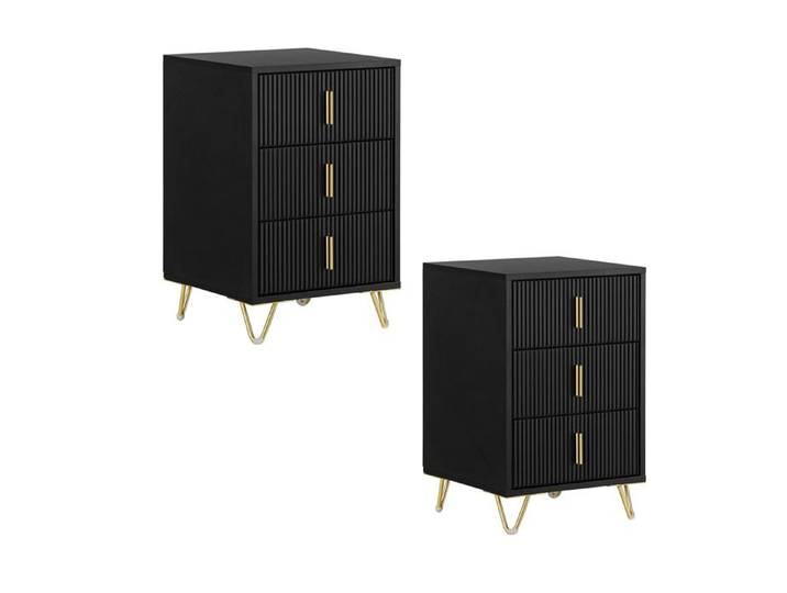 SoBuy Lot de 2 Table de Chevet étroite avec 3 tiroirs 63 cm Hauteur Ergonomique & 33 kg Charge Table de Nuit Noir 40x40x63cm