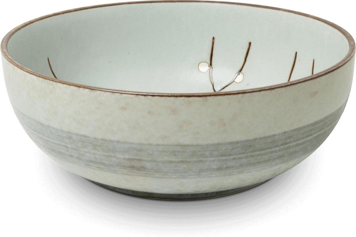 Luxe Lichtgroene Saladekom - Handgemaakte Japans Design Serveerschaal - Ø15 cm