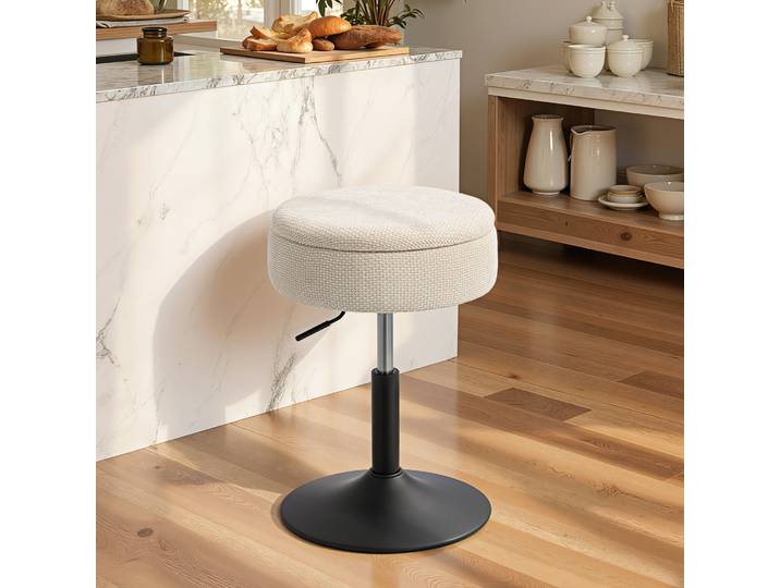 HOMCOM Tabouret Bar Pivotant Réglable avec Rangement Beige