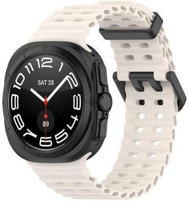 Everyday Crate Samsung Galaxy Watch Ultra 47mm Ocean Silicone Watch Band Dual Buckle Replacement Strap starlight