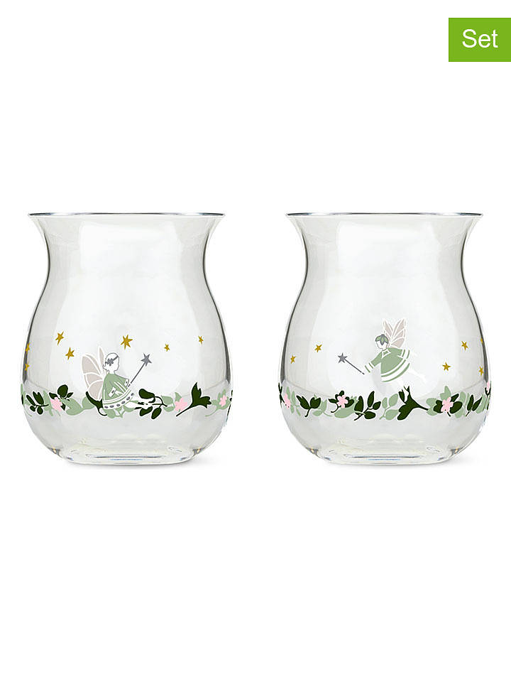 2er-Set: Teelichthalter "Holmegaard" in Transparent/ Grün - (H)7,5 cm - onesize