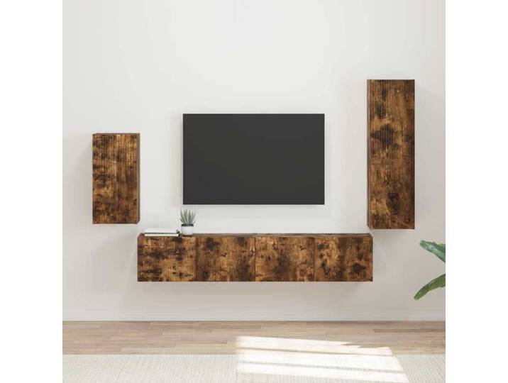 3 Parcel - MEUBLE - Ensemble ARMOIRE TV 4 pcs Chêne fumé Bois d'ingénierie_2 ans garantie_02_3601