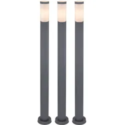 3x Außen Stehlampe Edelstahl Säule Gartenleuchte Wegelampe anthrazit Höhe 110 cm
