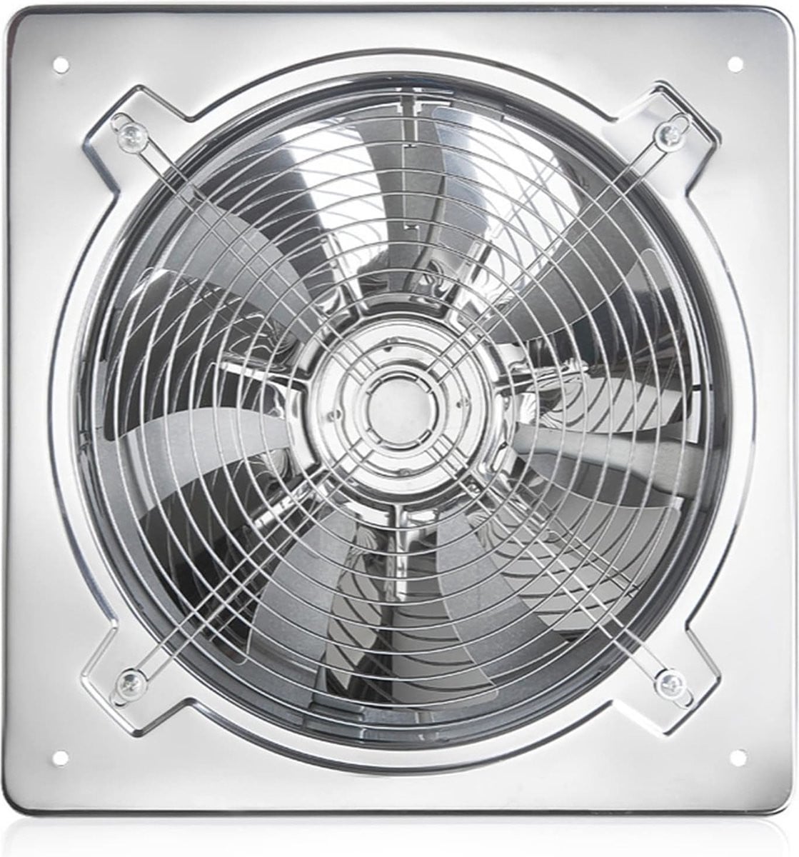 Afzuigventilator 6/8 inch - Roestvrijstalen wandraamventilator voor badkamer en keuken met automatische terugslagklep