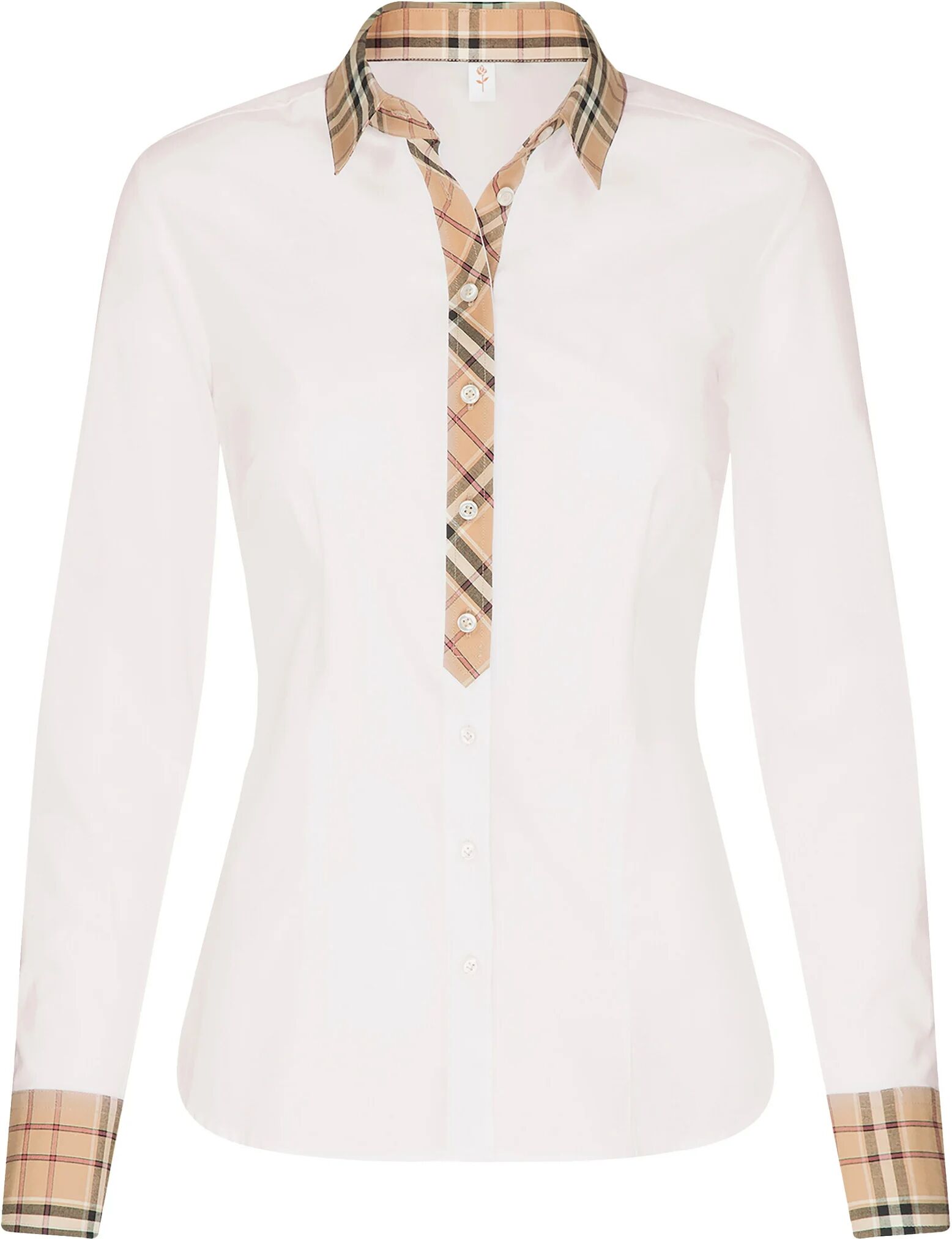 Seidensticker Popeline-Bluse mit Karodetail - Damen - Gr. 52 - weiss