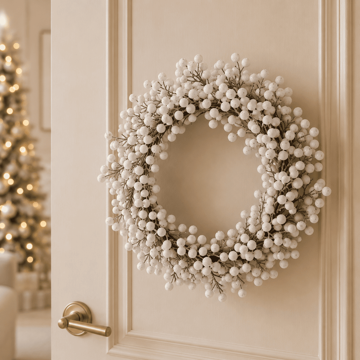 White Berries Decorative Faux Wreath