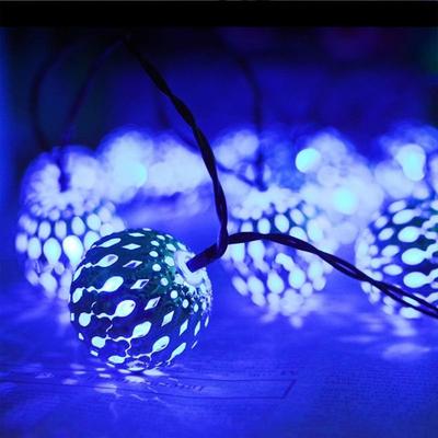 Uplift Essentials Artisanal Moroccan Globe Fairy Lights blue 23 Ft 50 Led