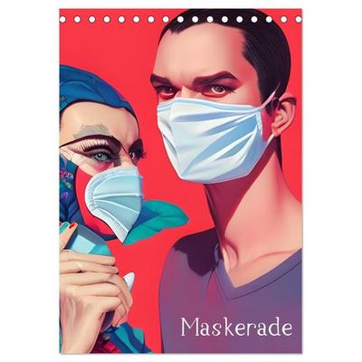 Maskerade - farbenfrohe Mund-Nase-Bedeckungen (Tischkalender 2027 DIN A5 hoch), CALVENDO Monatskalender