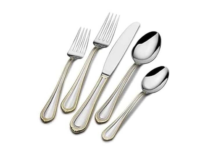 Mikasa Regent Bead Gold 65-teiliges Besteckset aus Edelstahl für 12 Personen