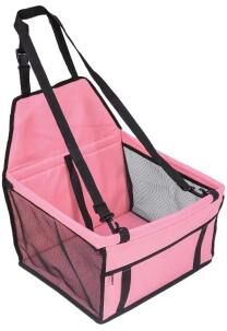 Uplift Treasures Foldable Dog Car Seat Hammock With Safety Harness pink