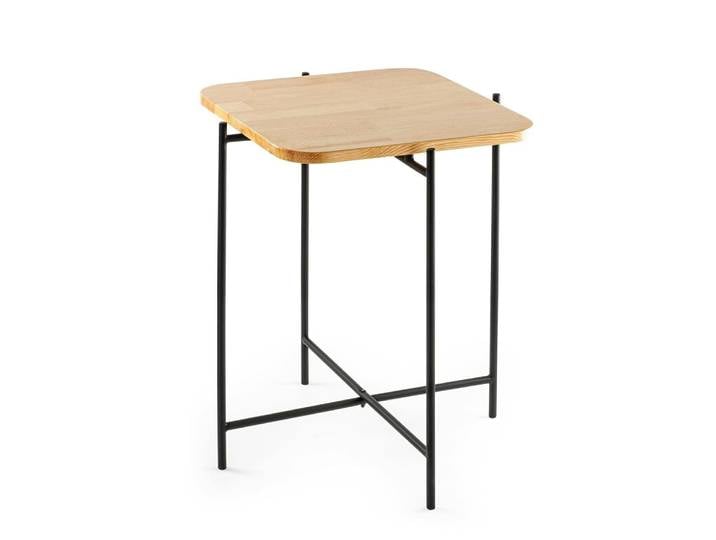 Bout de canapé carré bois / métal moderne