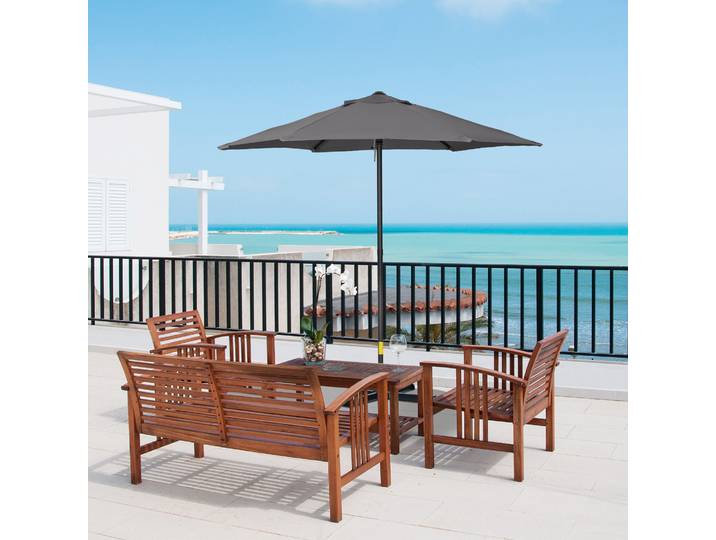 Outsunny Parasol Extérieur Toit Ventilé Aluminium Gris Foncé