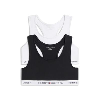 Bralette "2PK", Mädchen, Gr. 128/134, N-Gr, 2, weiß, schwarz, Obermaterial: 95% Baumwolle, 5% Elasthan, TOMMY HILFIGER UNDERWEAR, Basic, BHs Bralette, Racerback-Bralettes mit Tommy-Logos